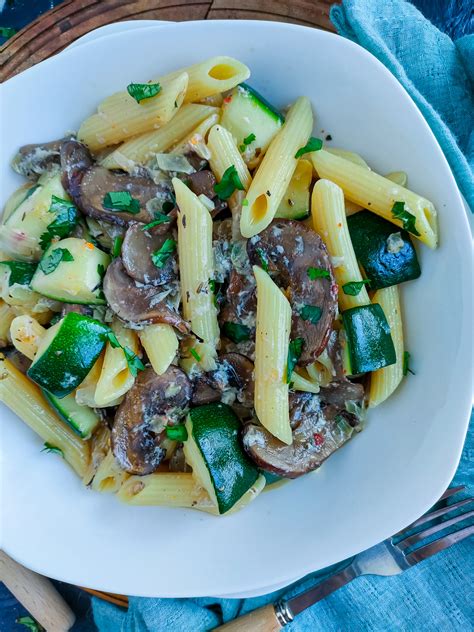 Creamy Mushroom Zucchini Pasta Without Cream Go Healthy Ever After