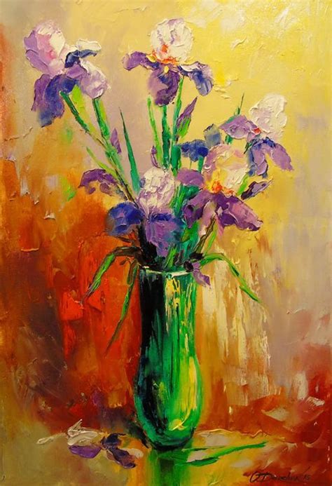 Bouquet Of Irises In A Vase Olha Darchuk Paintings And Prints Flowers