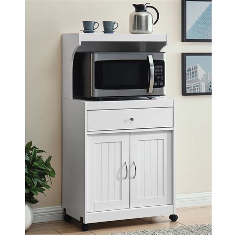 Buy Home Source White Microwave Cart With Double Door Cabinet 1 Drawer