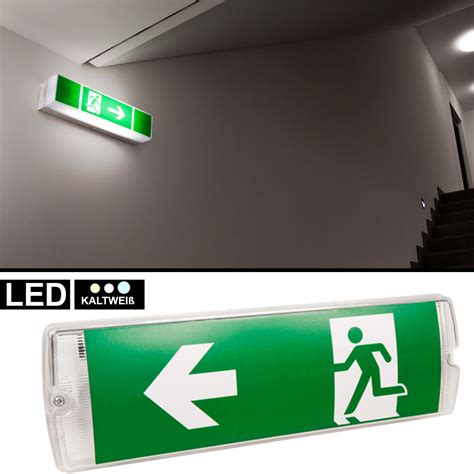 Led Escape Route Wall Light 3h Battery Emergency Lighting Exit Lamp