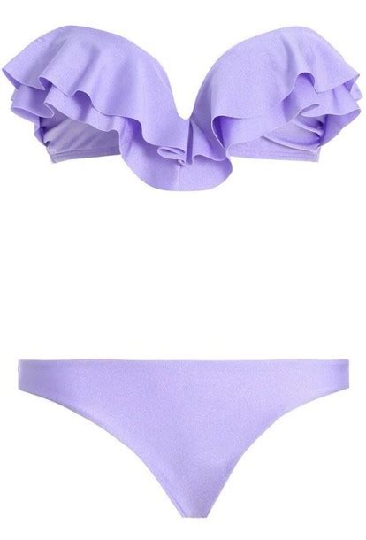 Swimwear Purple Swimwear Ruffle Ruffle Bandeau Bikini Bikini