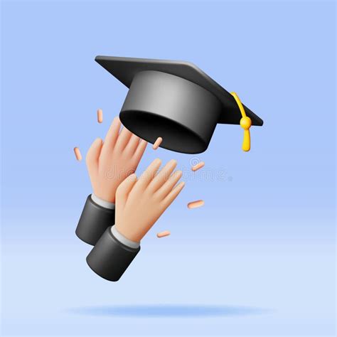 3d Hand Throwing Graduation Hats In Air Stock Vector Illustration Of