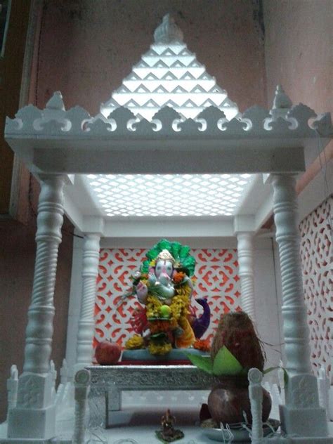 Thermocol Temple Decorating With Pictures Ganapati Decoration Pooja