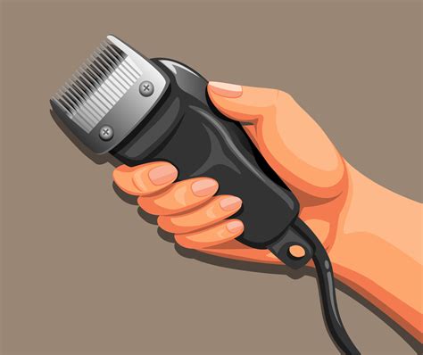 Hand Holding Clipper Razor Electric Shaving Symbol Concept In Cartoon
