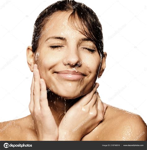 Woman Face With Water Drop Stock Photo By Kanareva 218746816