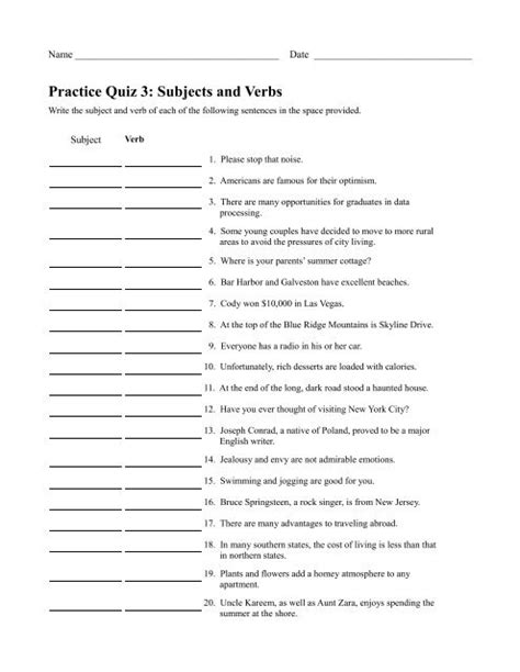 Practice Quiz 3 Subjects And Verbs