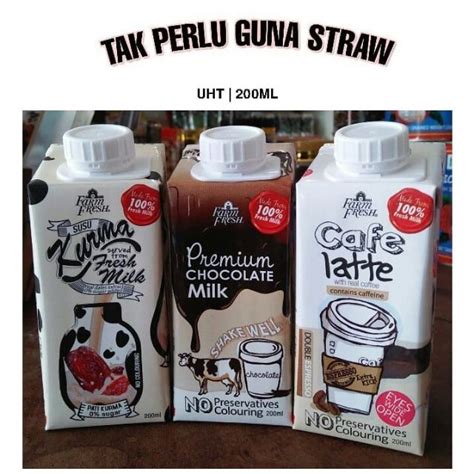 100% fresh cow's milk, real dates extract. SUSU KURMA & COKLAT FARMFRESH | Shopee Malaysia