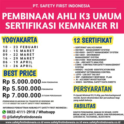 Informasi Pelatihan K3 Umum