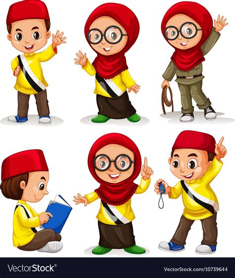 Brunei Children In Costumes Royalty Free Vector Image