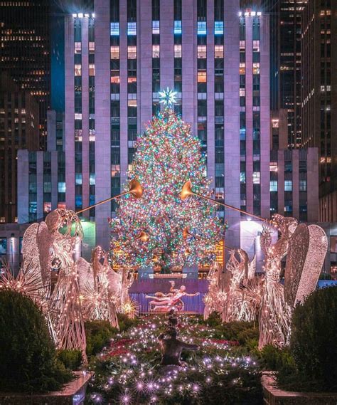 Rockefeller Center Christmas Tree New York City Usa Rockefeller