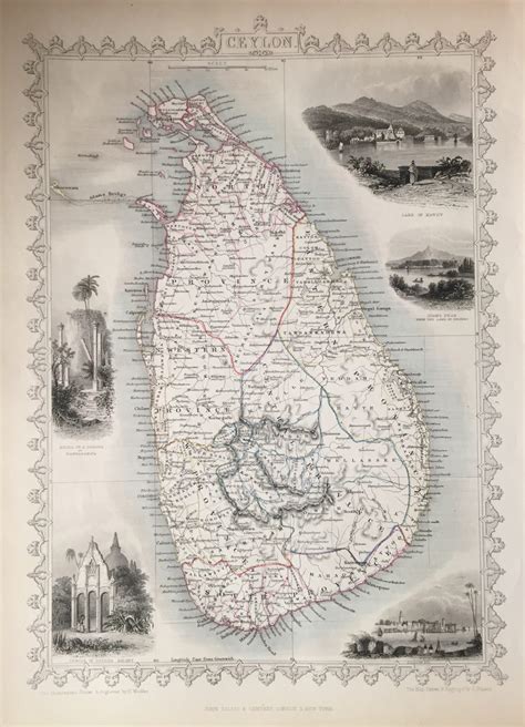 Antique Map Ceylon By Tallis C1850