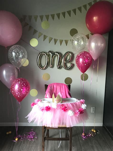 Birthday parties at home are great fun and don't have to be much work. First birthday party … | Birthday decorations, Girls ...