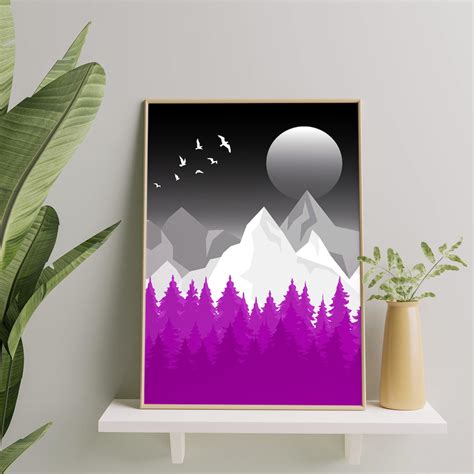 Asexual Landscape Art Print Asexuality Minimal Poster Wall Etsy