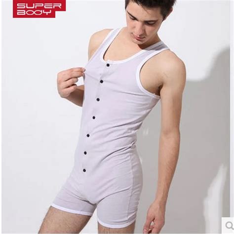 Mens Cotton Bodysuit Building Male Sexy Gay Shaper Cozy Brand Superbody Penis Pouch Singlet