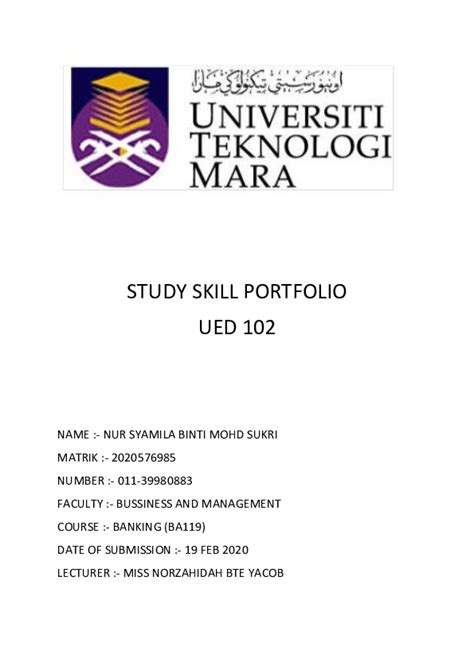 Ued 102 Study Skills Portfolio Cfainstitute Org Media