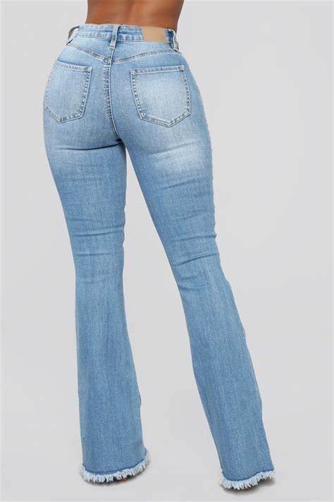 Nothing But The Best Flare Jeans Medium Blue Wash Flare Jeans Mid Rise Flare Jeans Blue