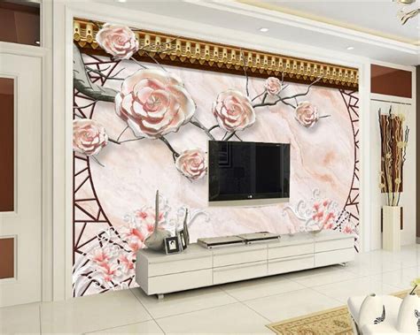 Beibehang 3d Wallpaper Marble Pattern Plum Wall Backdrop Wall Living