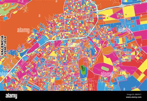 Colorful Vector Map Of Valencia Venezuela Art Map Template For