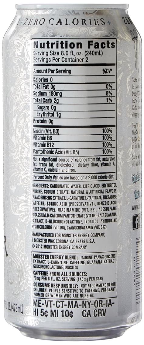 Monster Energy Drink Zero Ultra Zero Calories Zero Sugar 16 Ounce Pack