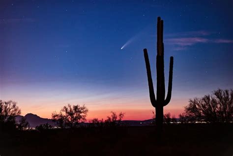 Comet Neowise Soars Across The Night Sky In The Desert Near Phoenix