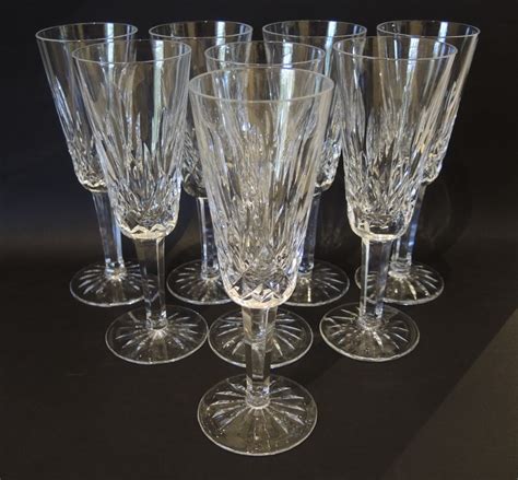 8 Vintage Waterford Crystal Lismore Champagne Flutes Glasses In Stock