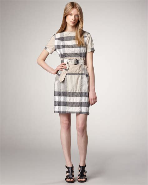 Burberry Brit Belted Check Dress In Natural Lyst