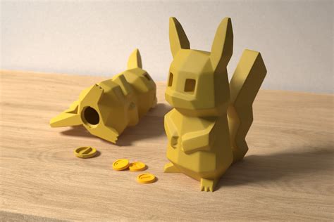 Free Stl File Low Poly Pikachu Piggy Bank 🏦・3d Printer Design To