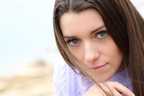 Portrait Of A Teen With Blue Eyes Looking At You Stock Photo Image Of