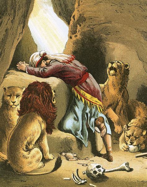 Daniel In The Lions Den By English School Bible Illustrations Bible