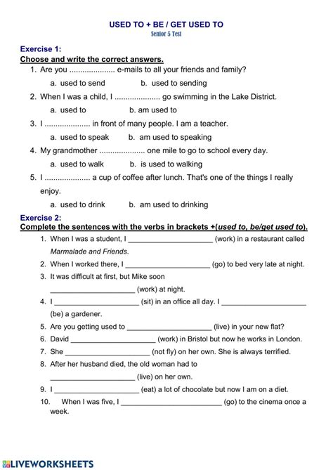 Find the right synonym for get used to or any other word. Used to- be used to -get used to worksheet