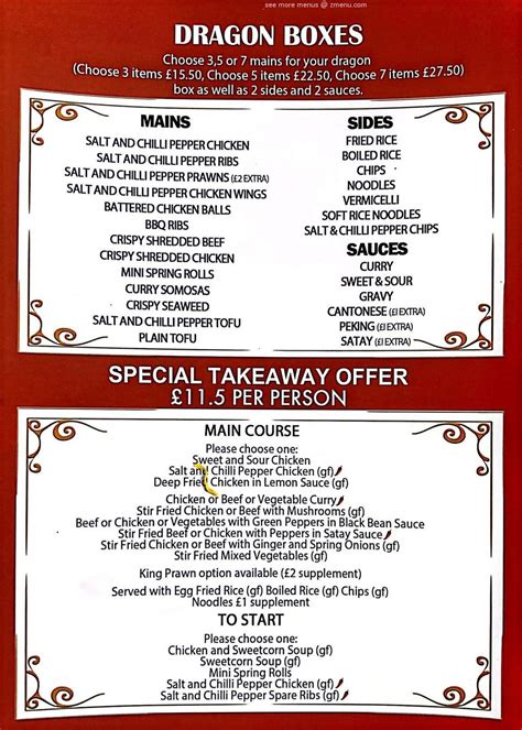 Menu At Golden Dragon Chinese Takeaway Restaurant Worksop