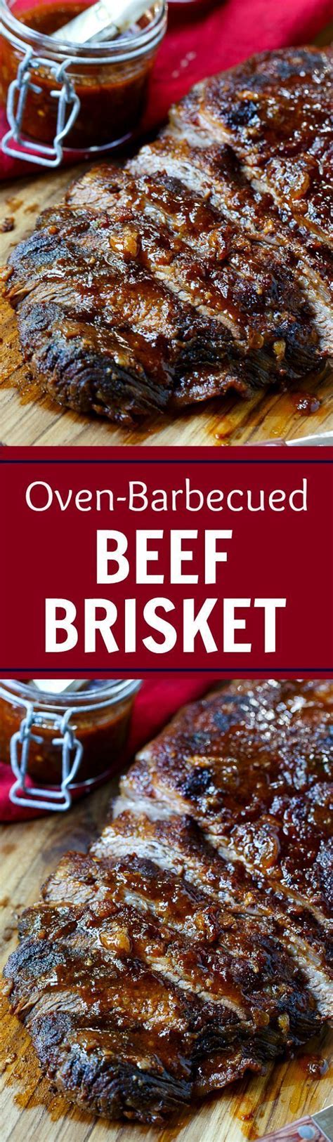 Serve brisket cooked in beef stock or beer with a cup of the leftover juices as an au jus, or drizzled over shredded preparations. Oven-Barbecued Beef Brisket | Recipe | Beef recipes, Food ...