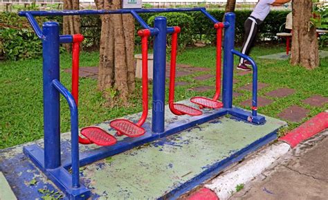 Exercise Equipment At The Outdoor Fitness Area In A Public Park Stock