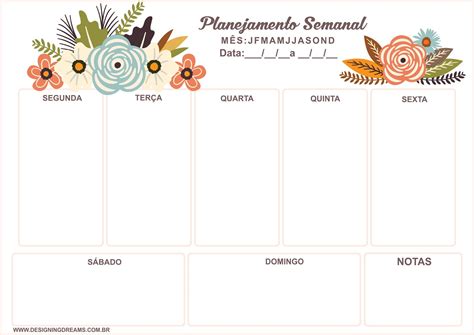 Planner Semanal Grátis Para Baixar E Imprimir Cantinho Do Blog