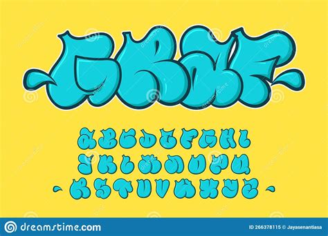 Font Alphabet Blue Street Graffiti Text Vector Letters Stock Vector