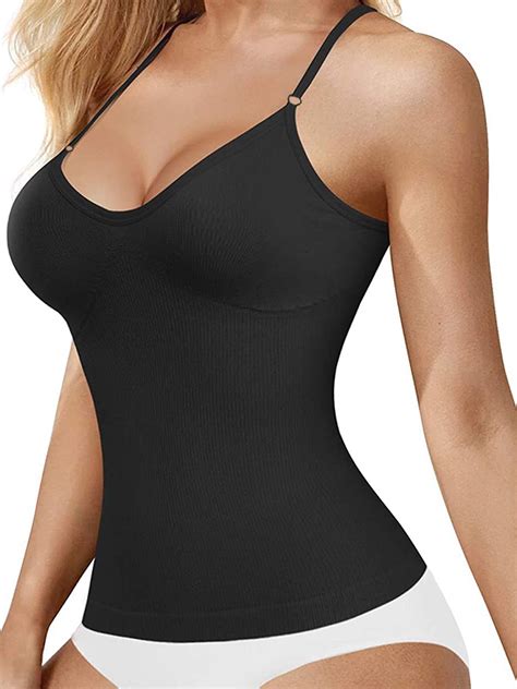 shaperin women camisole with built in bra cup strap supportive padded tank top layering cami
