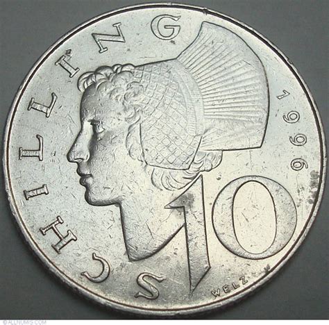 10 Schilling 1996 Republic Schilling 1991 2001 Austria Coin