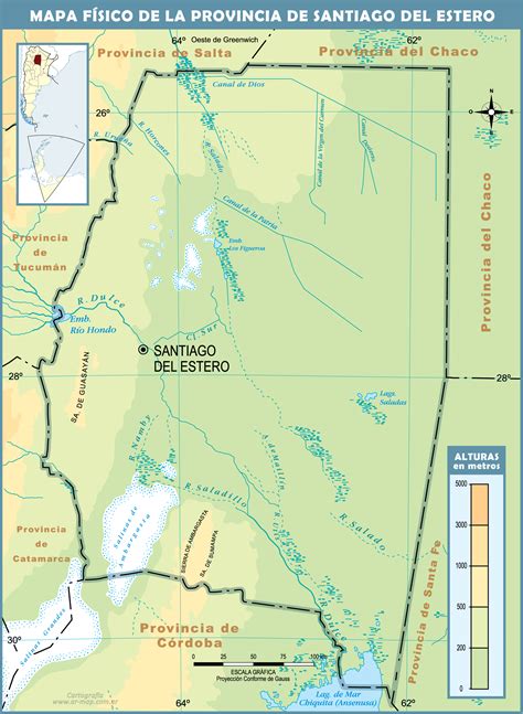 Mapa físico de la Provincia de Santiago del Estero Gifex