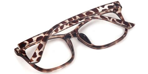 Retro Vintage Leopard Print Rectangle Prescription Eyeglasses Full Rim