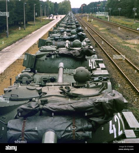 A Transport Train With Soviet Tanks Sits Ready To Be Taken Back To
