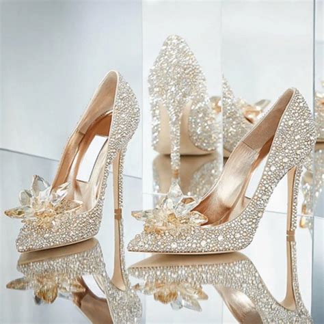 2019 Spring And Autumn Ladies Wedding Shoes Silver High Heel Stiletto Rhinestone Cinderella