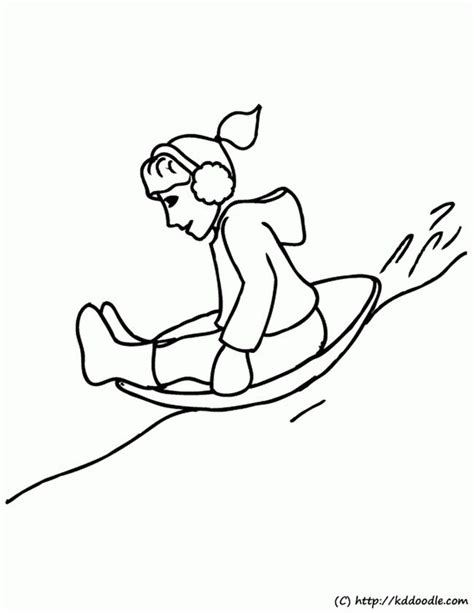 Black And White Winter Sled Coloring Pages And Book For Kids
