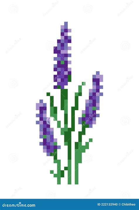 Image Of Pixel Lavender Flower Vector Illustration Stock Vector