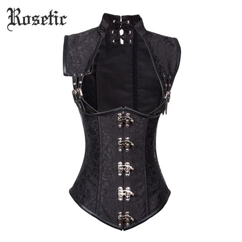 rosetic woman gothic vintage corsets bustier black plus size print patchwork rivet lace up sexy