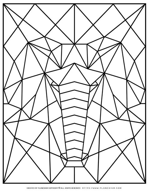Animal Coloring Pages Geometric Elephant Planerium