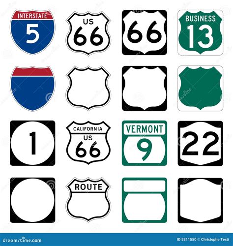 Interstate And Us Route Signs Stock Vector Illustration Of Roadside