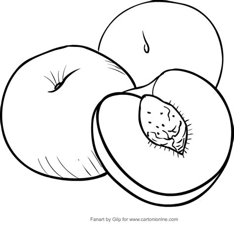 Kleurplaat Fruit Perzik