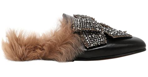 Gucci Princetown Embellished Leather Slippers In Black Lyst