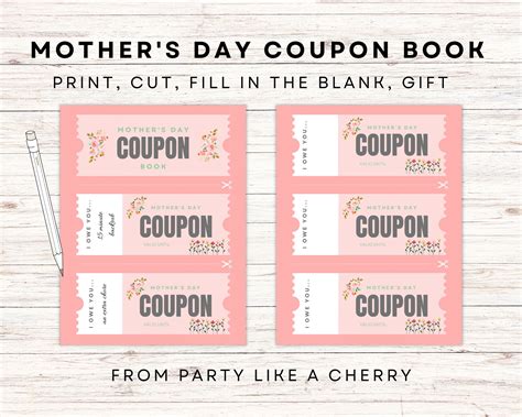 Mothers Day Coupon Book Printable Party Like A Cherry