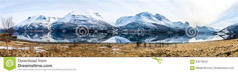 Panorama View Springtime In The Lyngen Alps Norway Stock Image